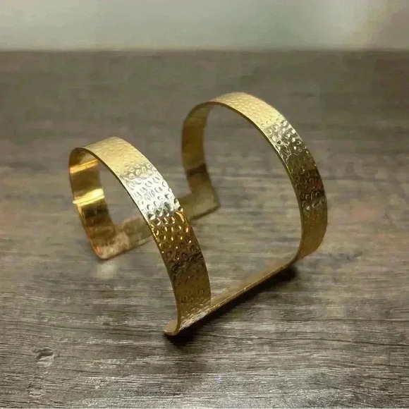 Large Golden Tone Cuff Bracelet - Picture 2 of 4